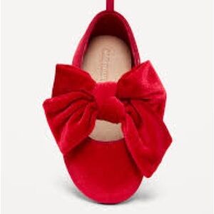 Old Navy Velvet Bow Ballet Flats Red